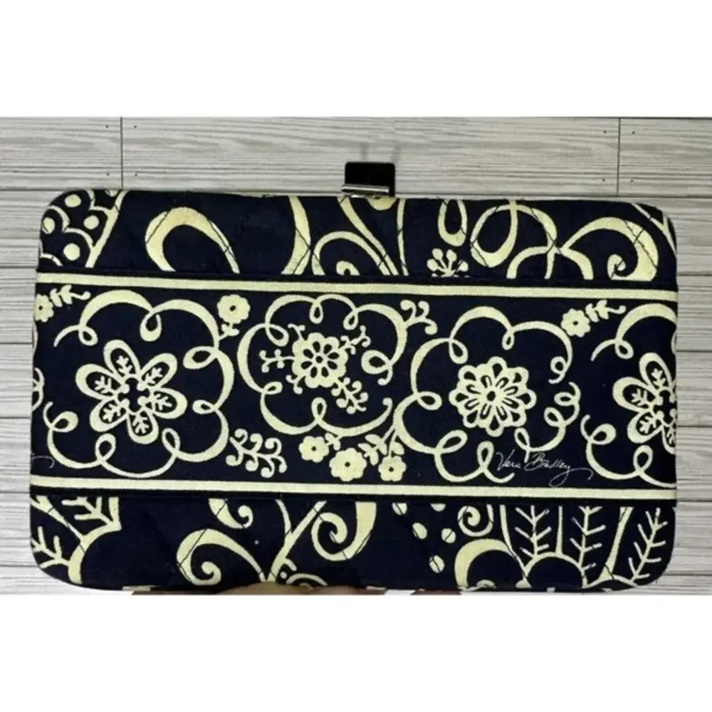 Vera Bradley Snap Wallet Clutch Navy & White Multiple Card Slots ID Opening
